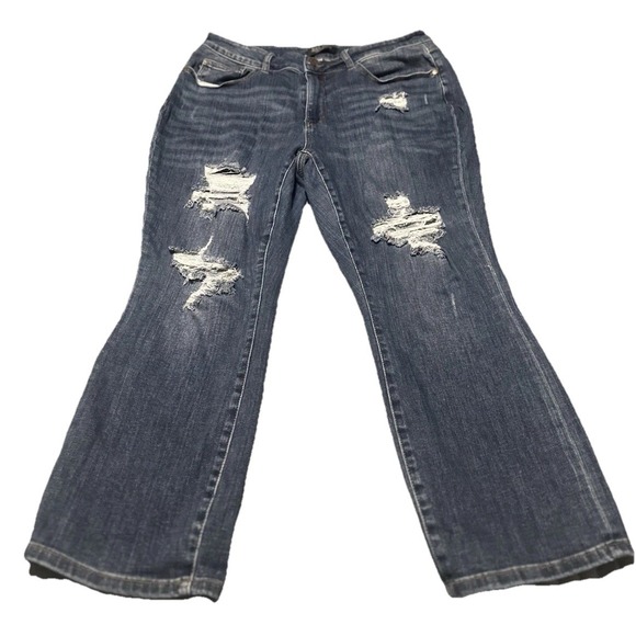 Judy Blue High Rise Distressed Straight Jean Stretch Plus Size 18W - Picture 3 of 9